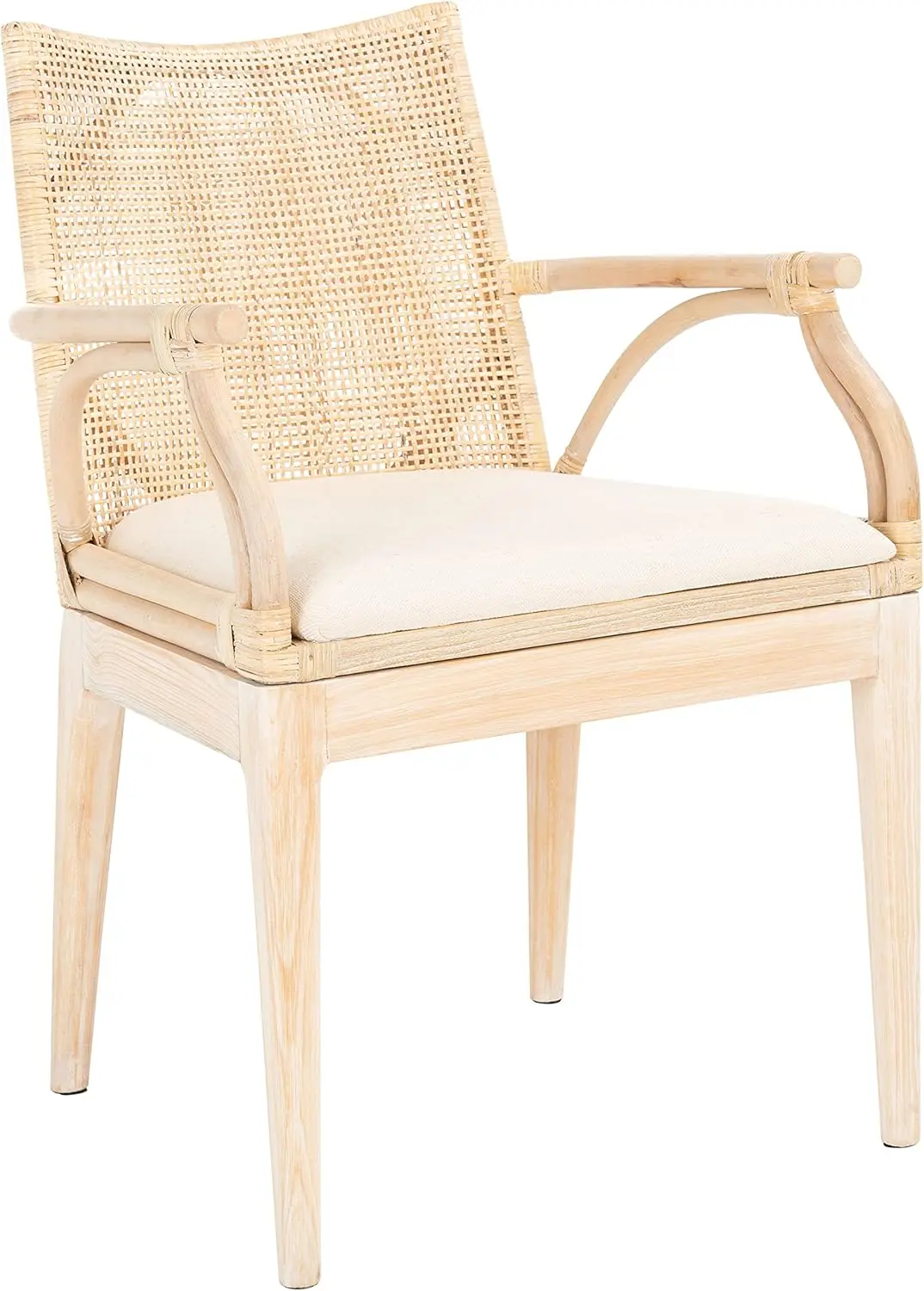 Gianni Natural Wash Arm Chair with White Cushion 3