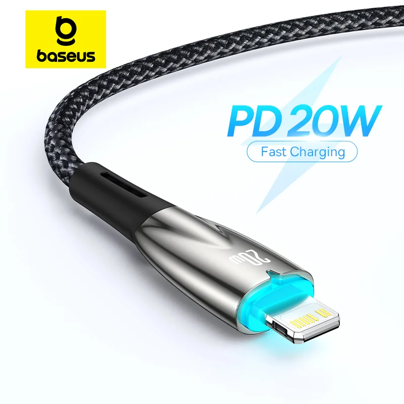 Baseus PD 20W USB C Cable for iPhone 14 13 12 11 Pro Max Led Fast Charging USB C Cable for iPhone 12 7 Data USB Type C Cable