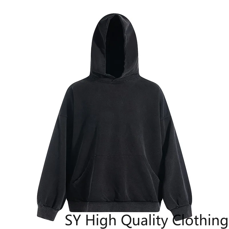 

Washed and worn out solid color hoodies, European and American high street fashion brand Y2K hoodies