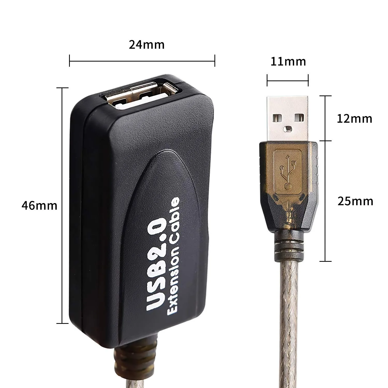 High-Speed USB 2.0 Extension Cable with Active Repeater - A Male to Female