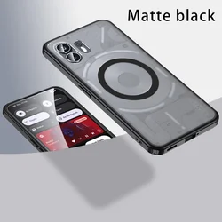 Matte & Clear Magnetic Wireless Charging Armor Case - Military Shockproof Back Cover - Nothing Phone 2 (With Magnetic Black)