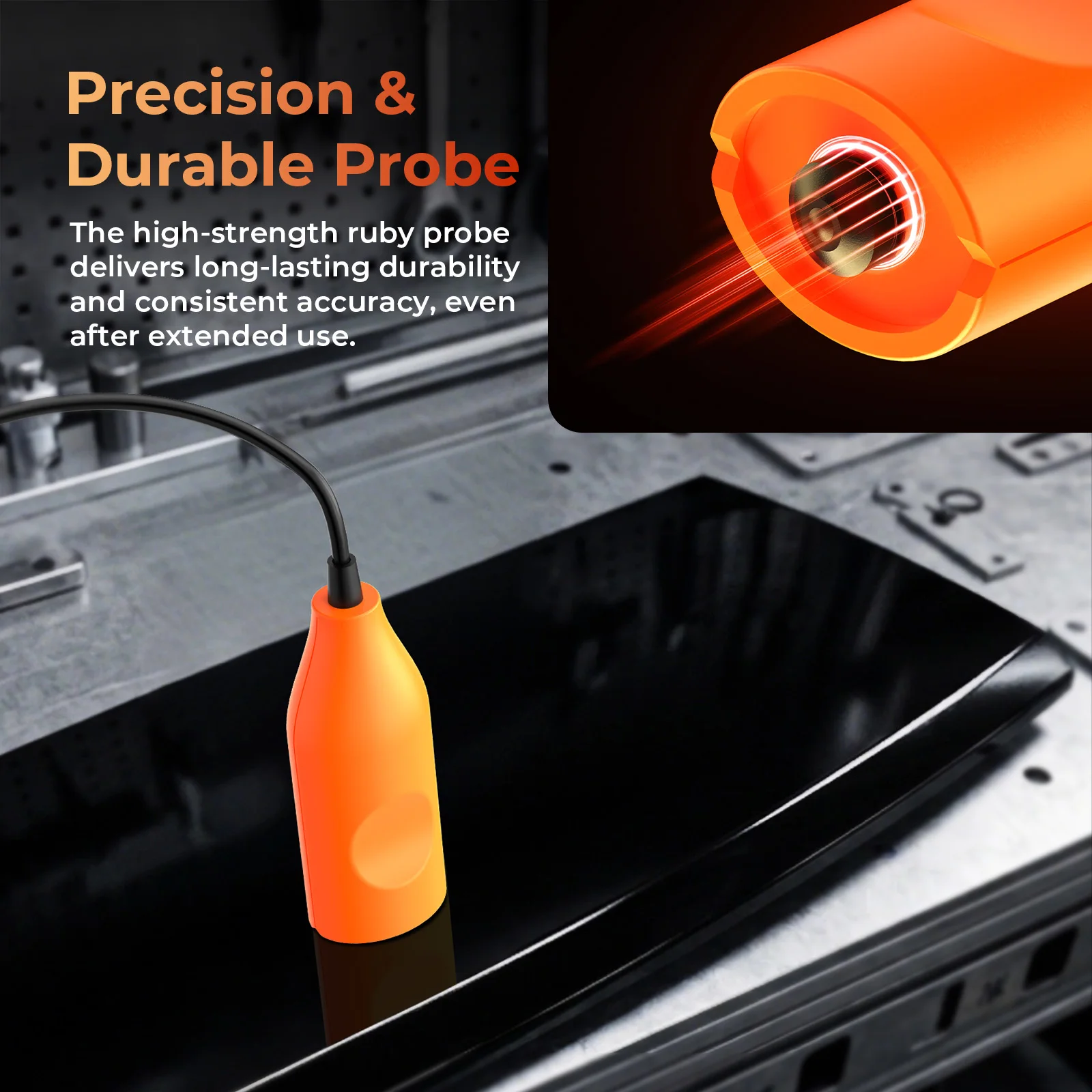 Digital Paint Thickness Gauge Built-in Bluetooth 0.0-9900μm Fe/Al/Zi Putty Car P