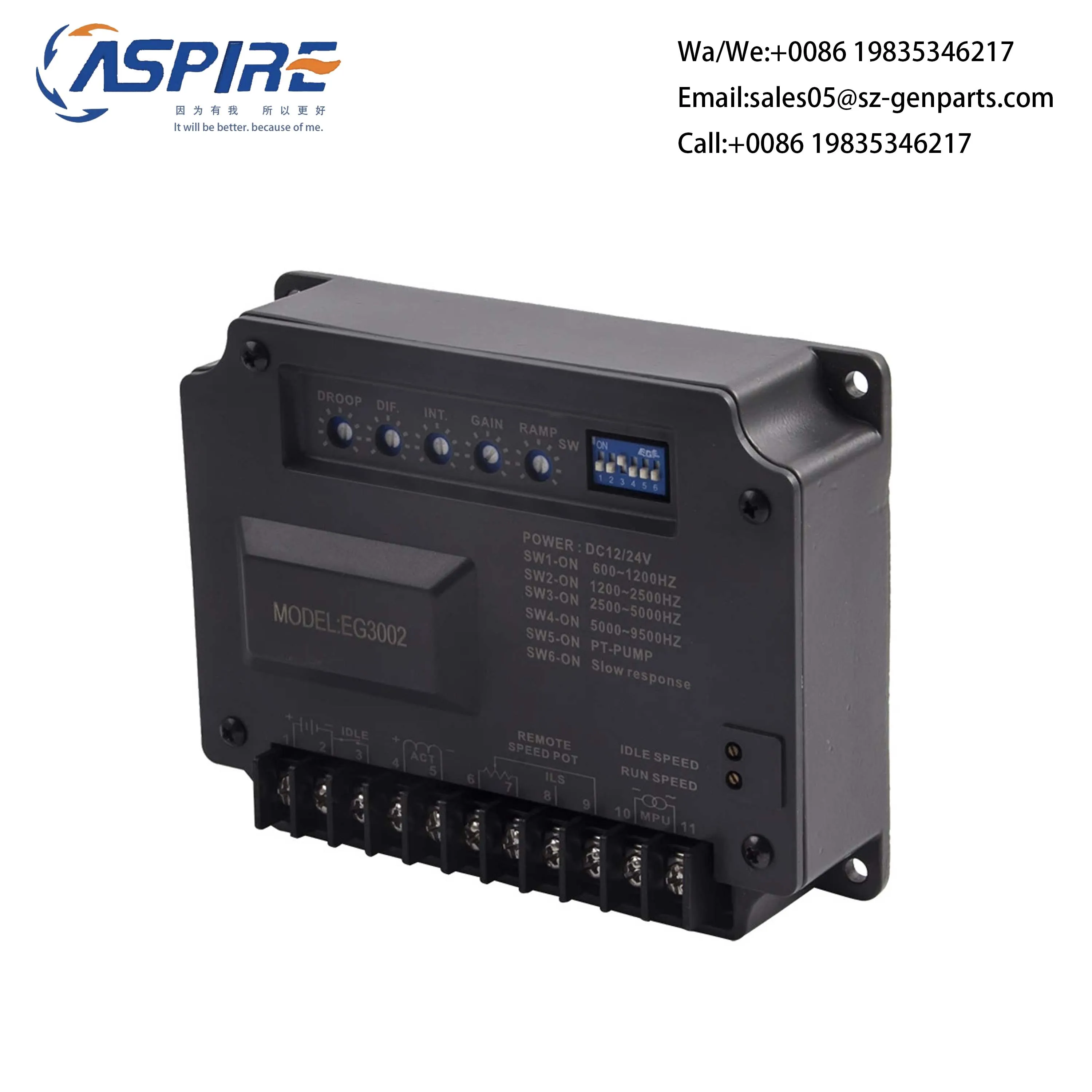 

EG3002 Diesel Generator Governor Unit Engine Actuator Magnetic Speed Sensor DC Motor Control