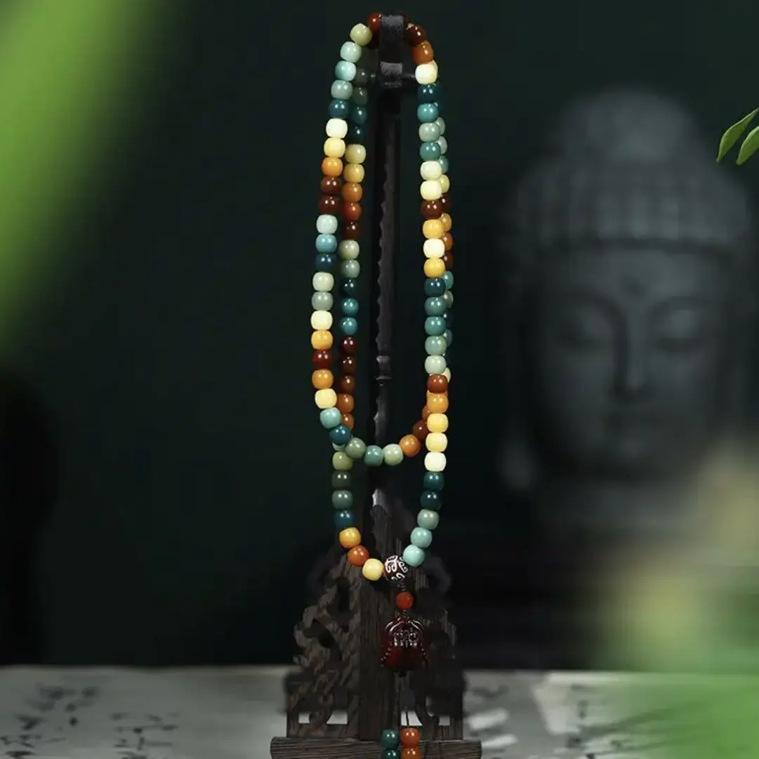 Dunhuang Hand-held Chanting Buddhist Beads Wen Play Bodhi Root Bracelet Men's and Women's HandString Woolen Chain Prayer Jewelry
