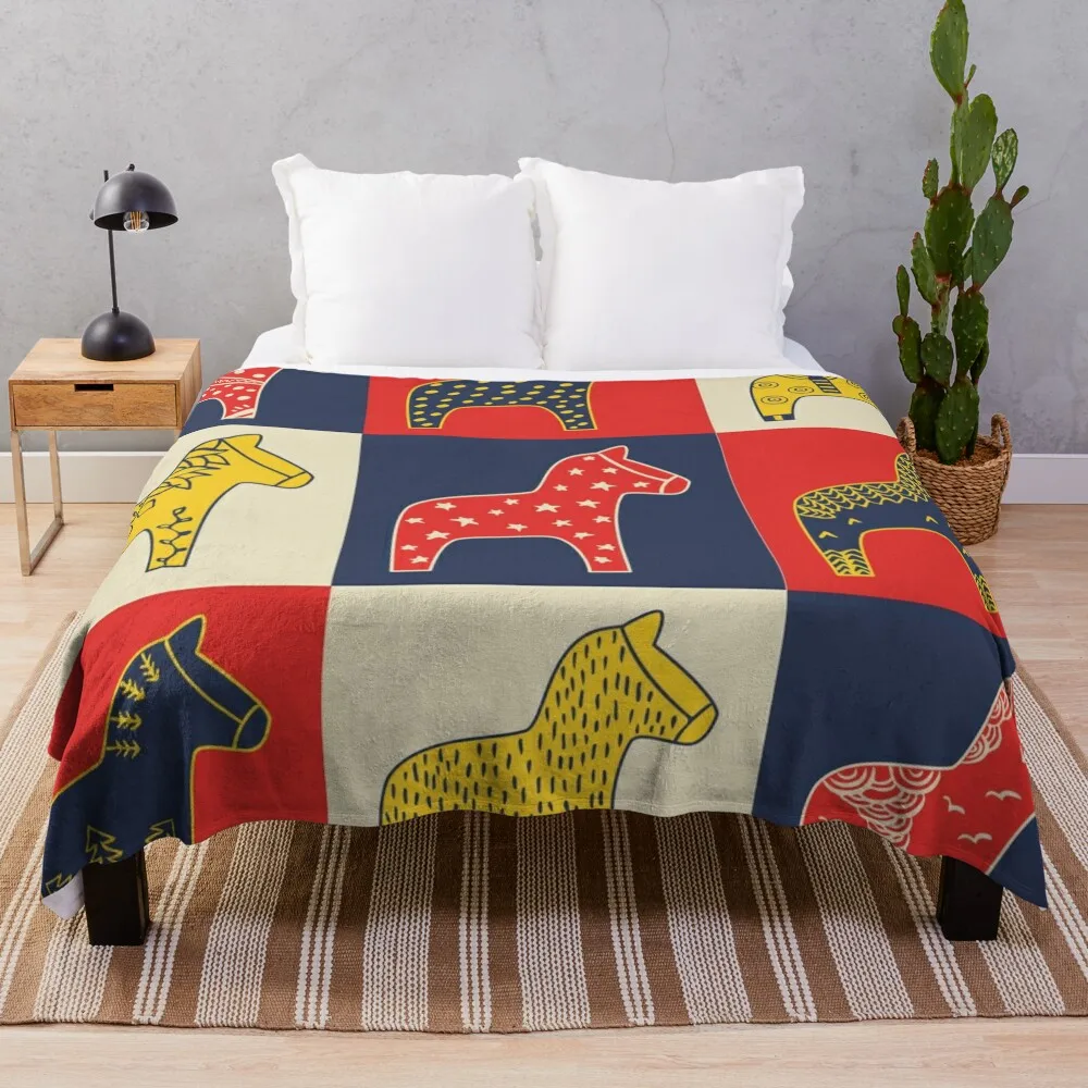 

BEST SELLER _ Swedish Dala Horse Throw Blanket blankets for winter wednesday