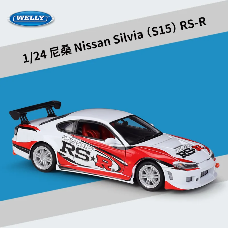 

WELLY Diecast 1:24 Toy Car High Simulation Nissan Silvia S15 RS-R Sports Car Metal Alloy Model Car For Boys Toys Gift Collection