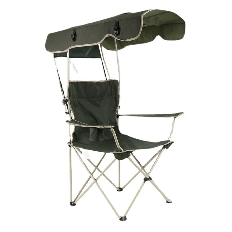 

Portable Folding Fishing Chair with Sunshade Oxford Fabric Steel Tube Beach Chair Backrest Foldable Picnic Camping Outdoor Chair