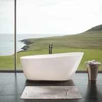 67'' Acrylic Freestanding Soaking Bathtub with Classic Slotted Overflow and Toe-tap Drain in Chrome, cUPC Certified.Easy to Inst 1