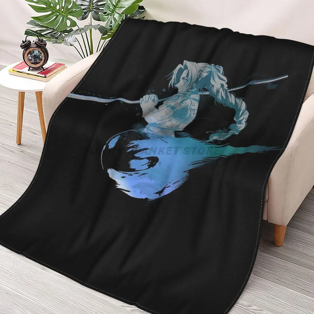 

Final Fantasy VII Aerith Throws Blankets Collage Flannel Ultra-Soft Warm picnic blanket bedspread on the bed