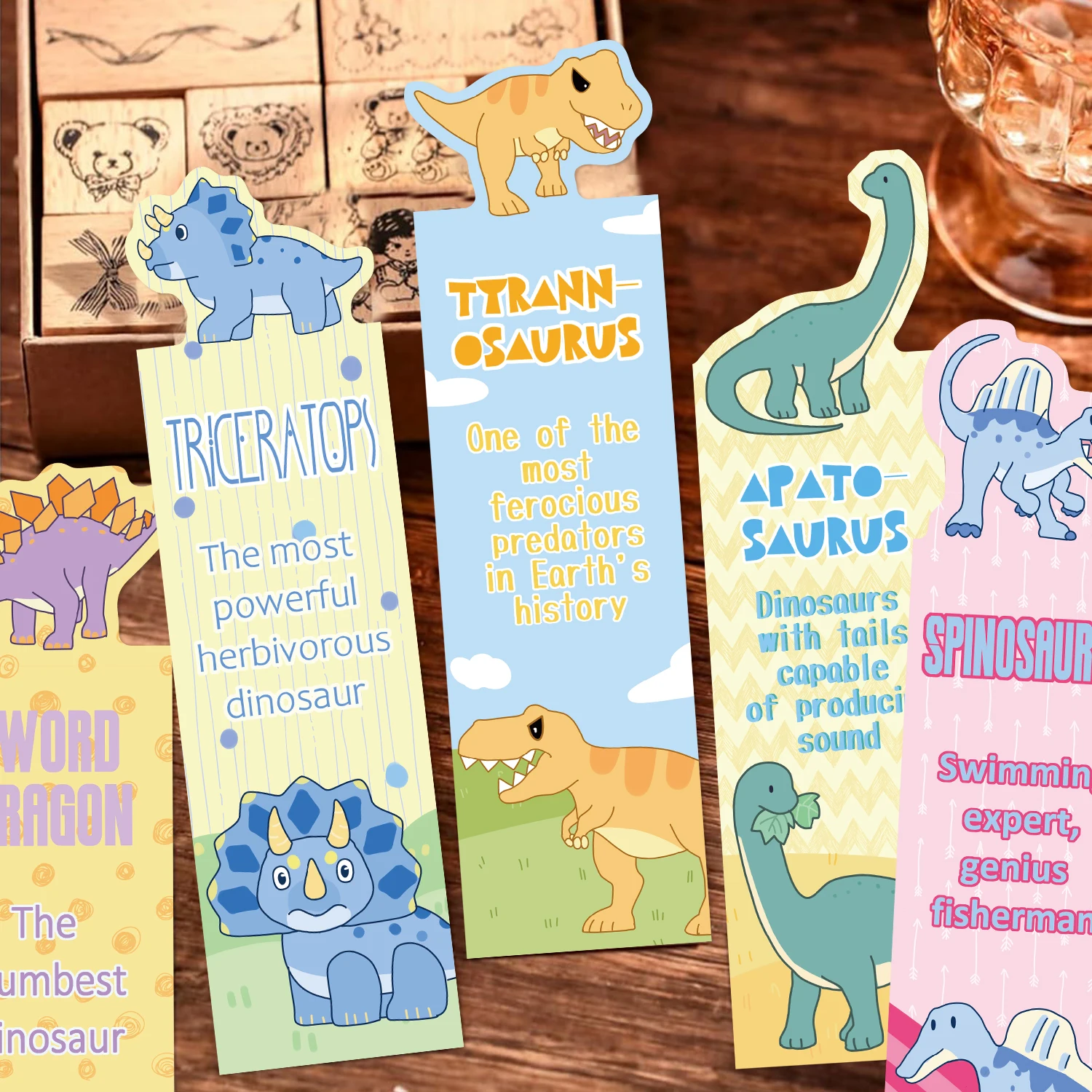 30Pcs Alien Dinosaur Animal Bookmarks Collection Bookmarks with Cute Cartoon Designs DIY Message Tags and Vivid Paper Craft