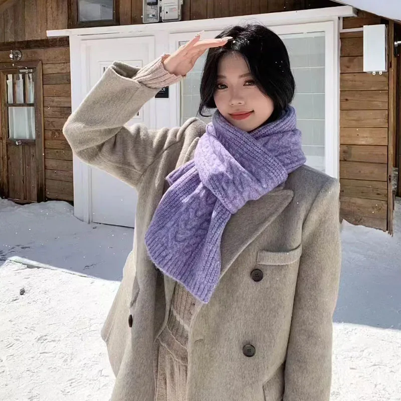 Cashmere Blend Scarf for Women Winter Warm Thicken Luxury Solid Color ...