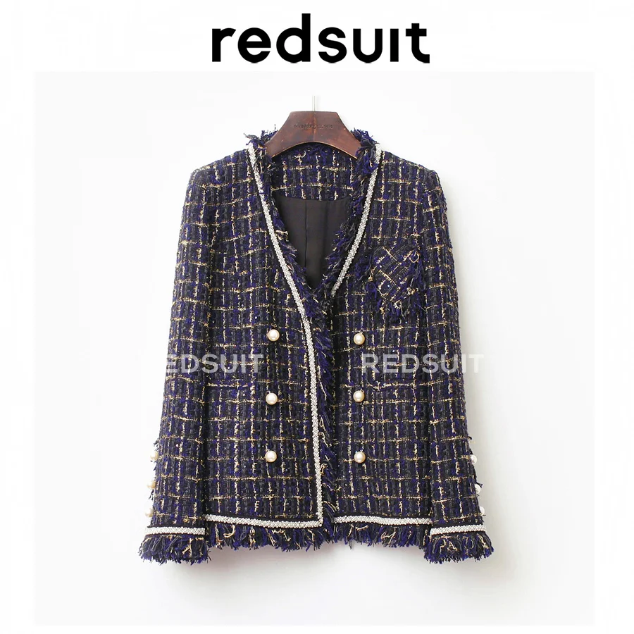 

Blue French Heavy Industry Small Fragrance Rough Tweed New Celebrity Short Coat Top