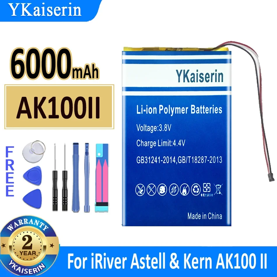

Сменный аккумулятор ykaisсеребрин AK100II 6000 мАч для IRIVER Astell & Kern AK100II AK100 II MP3-плеера, новый аккумулятор + трек-код