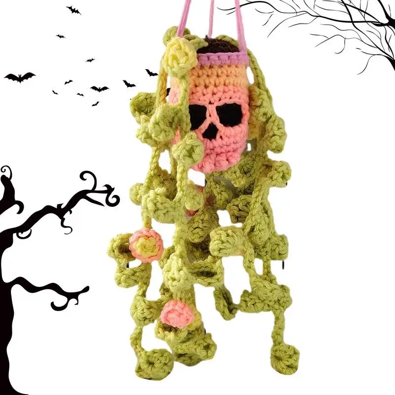 

Crochet Plant Hangers Spooky Ornament Goth Auto Parts Spooky Home Decor Halloween Plant Skull Basket Car Mirror Ornament