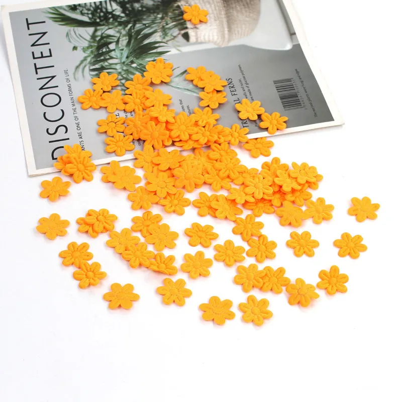 2cm cloth five-petal flower embossing DIY children's hair accessories hairpin jewelry small flower cloth accessories 100pcs/pack