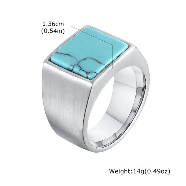 Bagues en pierre naturelle Vintage Punk Cool pour hommes, bagues chevalières géométriques en acier inoxydable, cadeau de bijoux de doigt ethnique rétro élégant