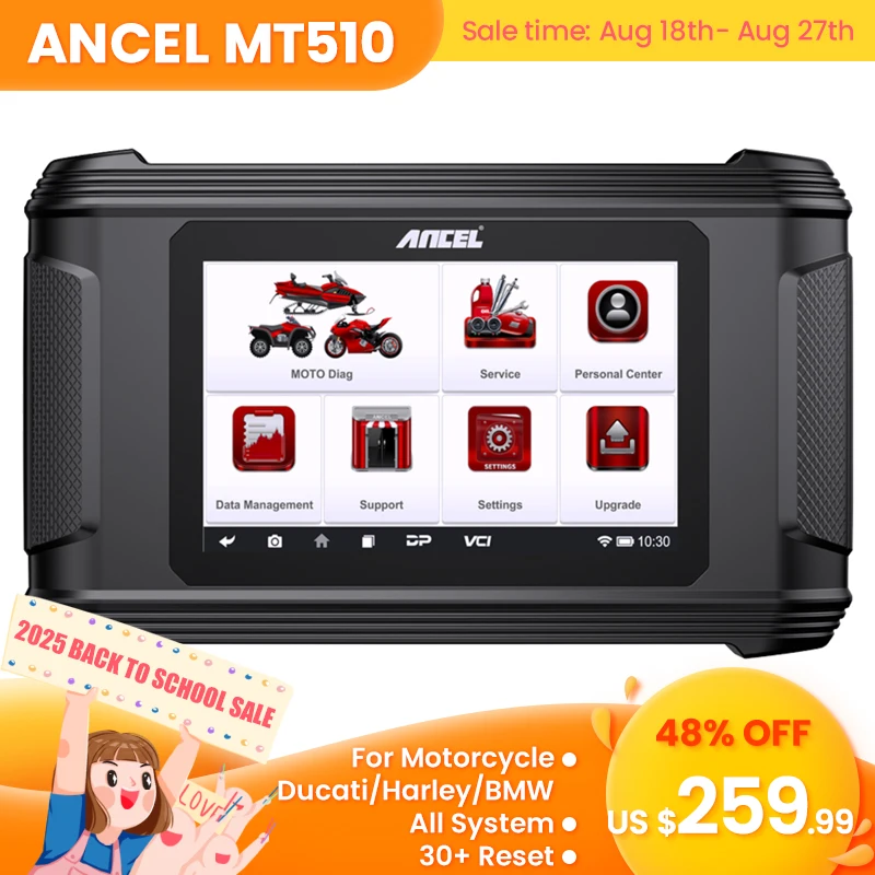 ANCEL MT510 Motorcycle Scanner All System for BMW or DUCATI or Harley Support 30+Functions OBD2 Diagnostic Tool