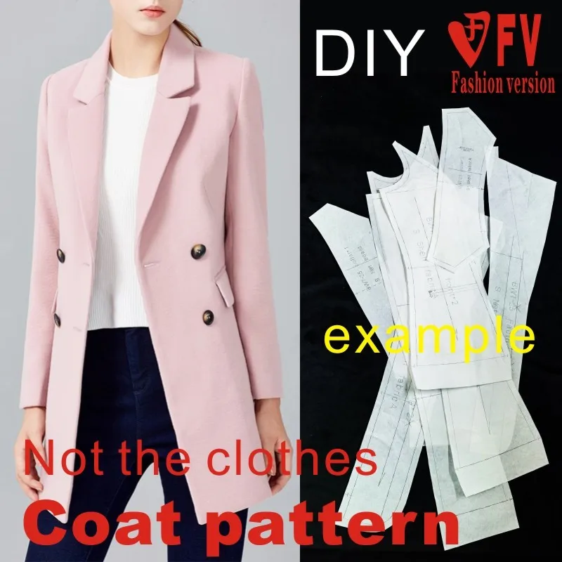 Clothing DIY pattern women's mid-length slim coat coat sewing design drawings BFY-173 sewing template
