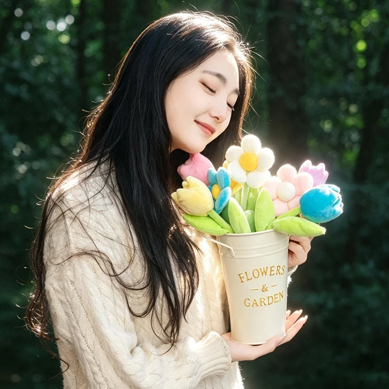 봄꽃 시리즈 봉제인형 아름다운 실물같은 튤립 해바라기 봉제인형 부드러운 봉제 다채로운 꽃인형 귀여운 집꾸미기 소품