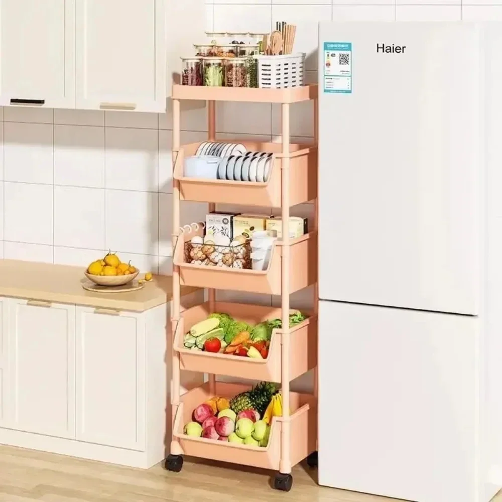 Storage Rack 4/5 Tier Mobile Storage Rack Trolley Organizer With Wheels Plastic Kitchen Organizers Household Cart Mobile Trolley Bookshelf bookshelf storage rack storage rack rolling storage cart