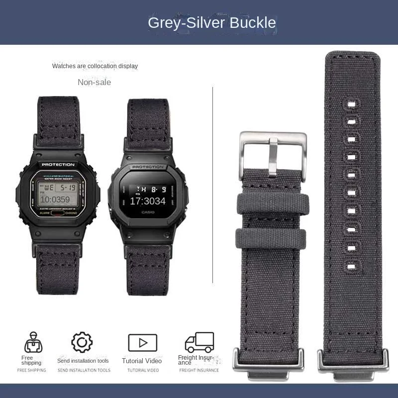 thumbnail image 1 of Correa de nailon modificada adecuada para reloj Casio Small Block DW5600 GW-5000 GW-M5610, pulsera de 16 mm, 1 of 5