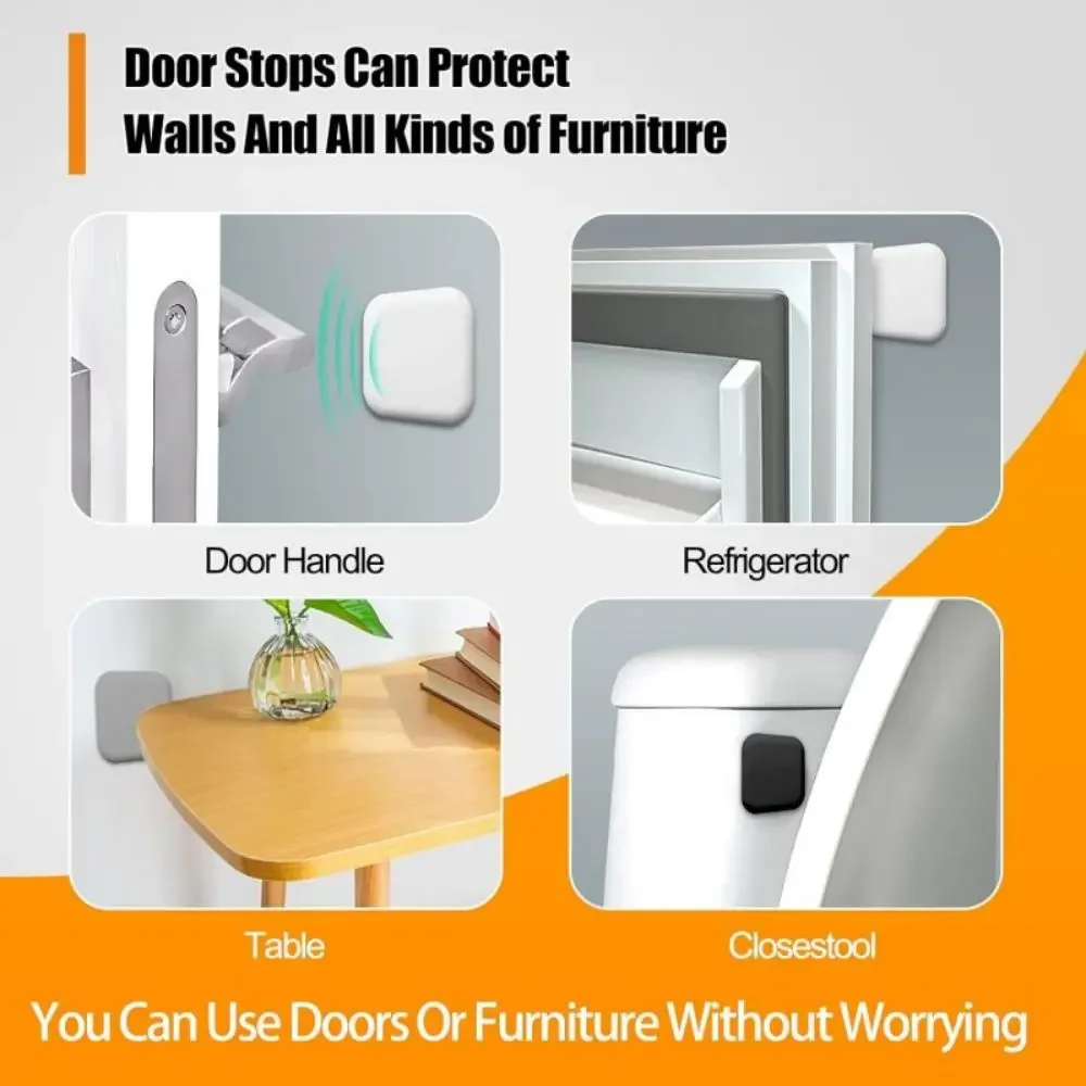 4 Pcs Door Stoppers Wall Protector er Guard Doorknob Door Handle Bumper Self Adhesive Soft Rubber Crash Pad Home