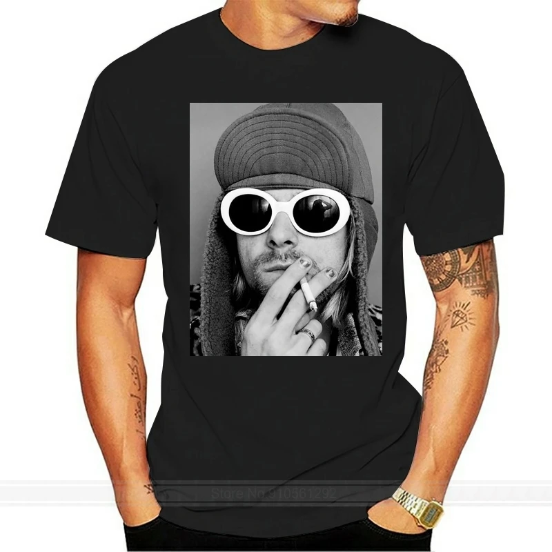 

Kurt Smoking T Shirt Black Nirana Dae Cobain Grohl Grunge Punk Male Best Selling Kawaii