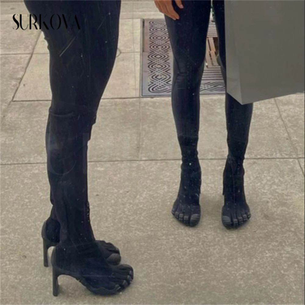 Luxury Five Toe Socks Boots Split-Toe Pull-On Knitted