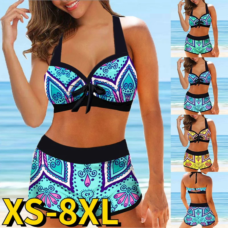 

2023 New Women Fashion Bikini Summer New Design Printing Bath Suit Two-piece Set Bathing Suit Beachwear High Waist Swimwear