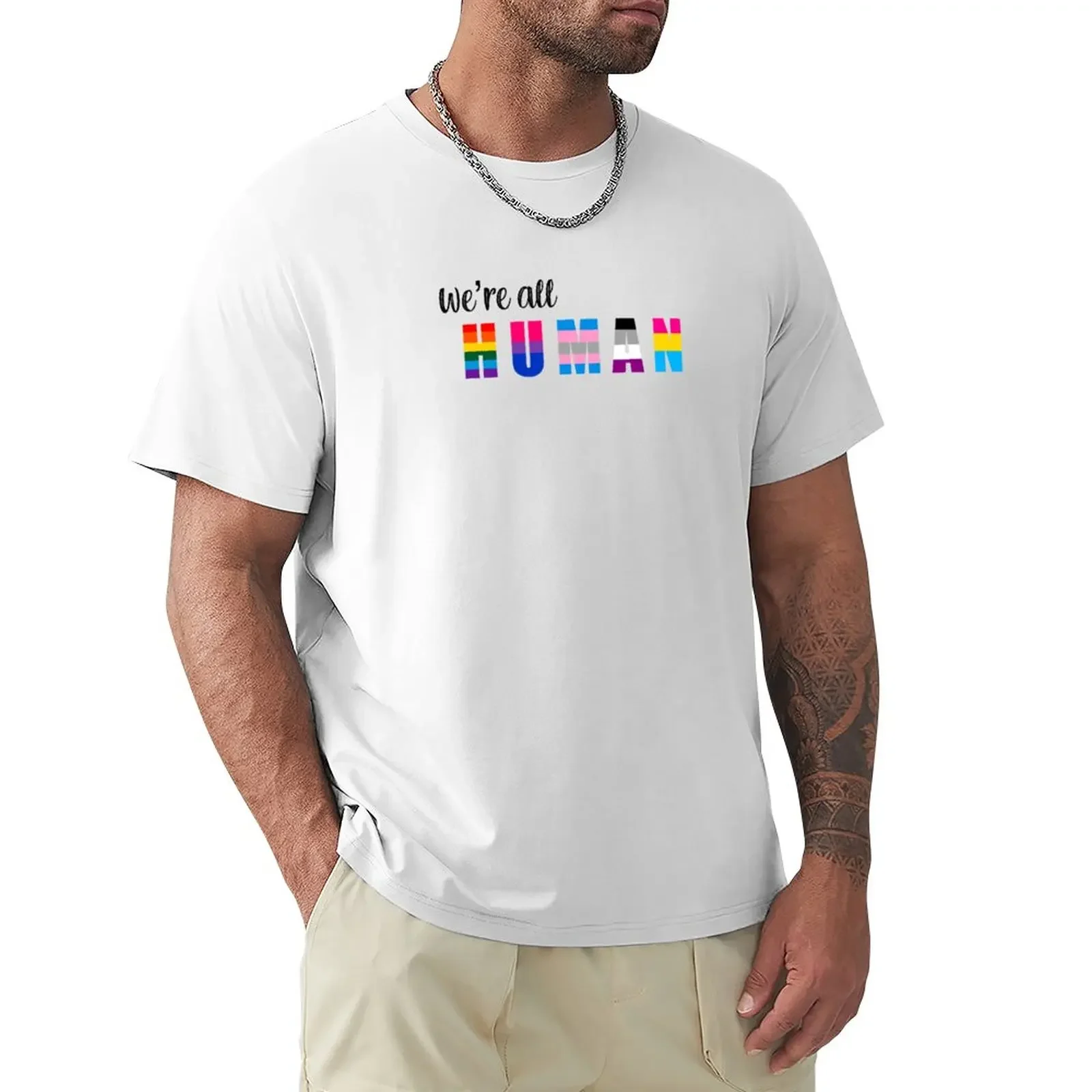 

We're All Human T-Shirt customs summer tops blacks t shirts for men graphic