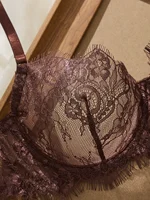 Ensemble soutien-gorge et culotte en dentelle fine de style basique pour femmes, sans couture, à œillets, sous-vêtements confortables, vêtements intimes 3