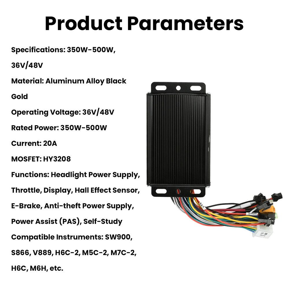 Controller di azionamento del motore del modulo di sistema di controllo elettronico per bicicletta elettrica 34V/48V 500W compatibile con il protocollo di interfaccia SM - immagine 4
