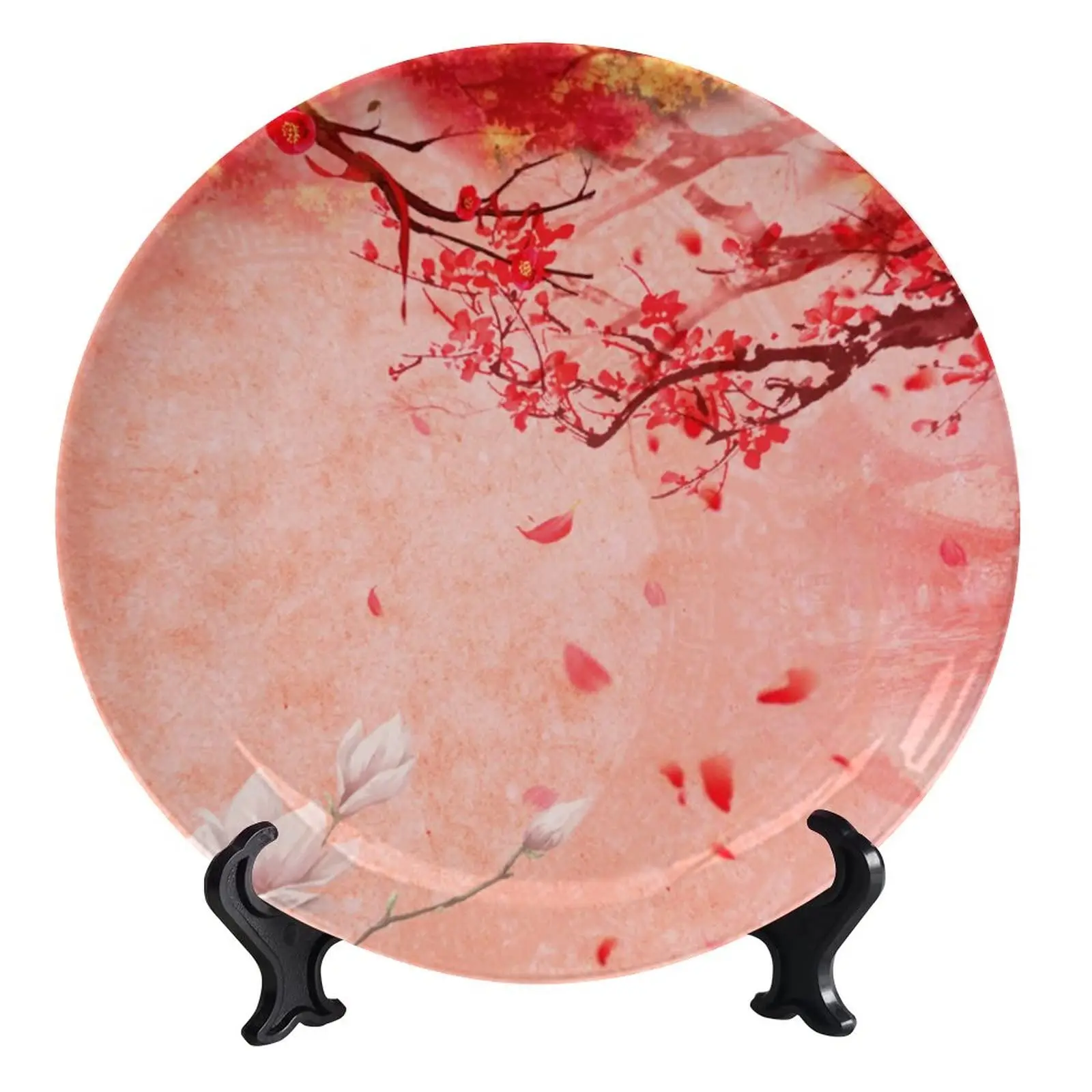 

Chinese Painting Ceramic Decorative Plate, Chinese Red PlumPainting Bone China Decorative Plates for Wall Hanging ,Decor Plate