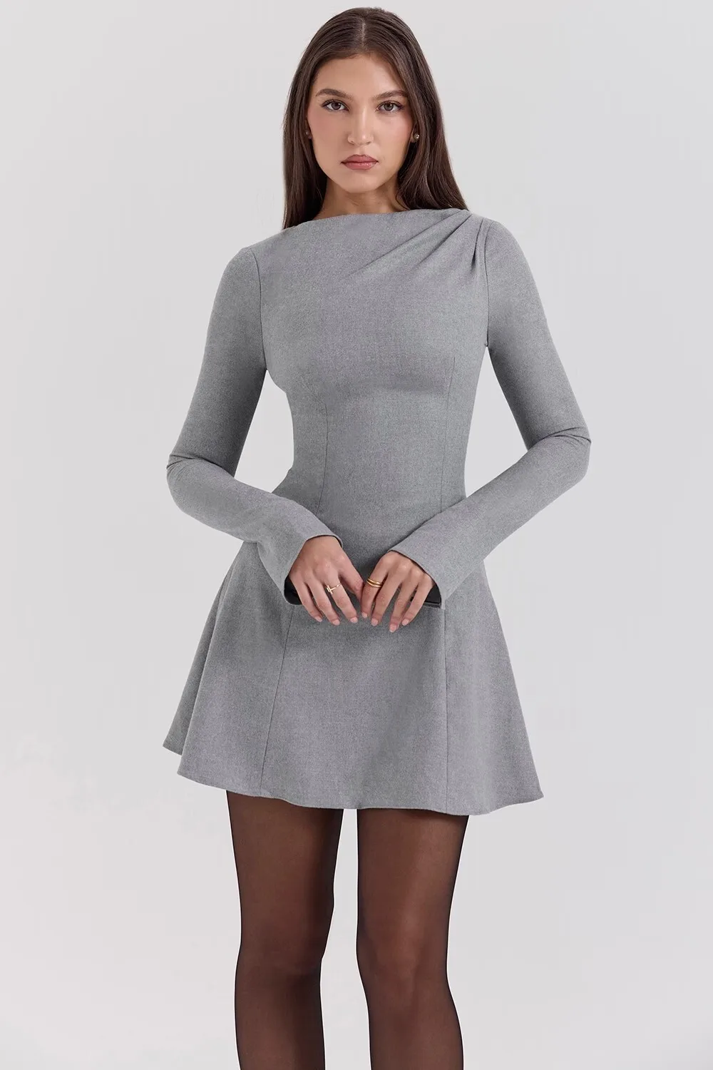 Elegant Long Sleeve Bodycon Party Evening Dress Women Autumn/Winter New Round Neck Short Skirt Slim Elegant Vestido 2025