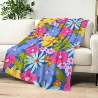 pattern Blanket Flannel warm spring comfort  soft plush blanket for sofa floral living room office Bright bedroom travel gift 1