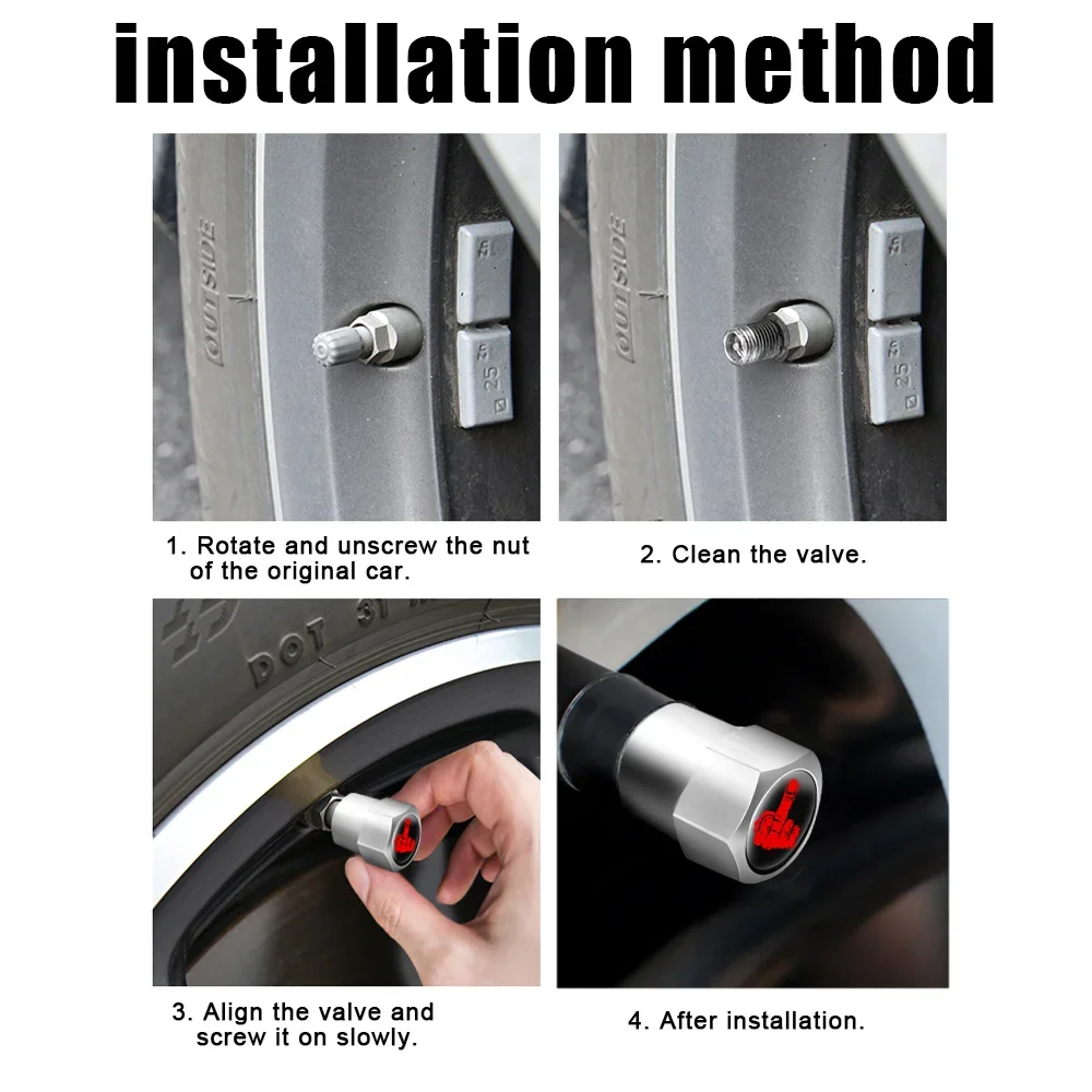 3 Sets Of YOU.S Aluminum Valve Caps + Seal – Tire Marker For Easy Car & Auto Tire Changes