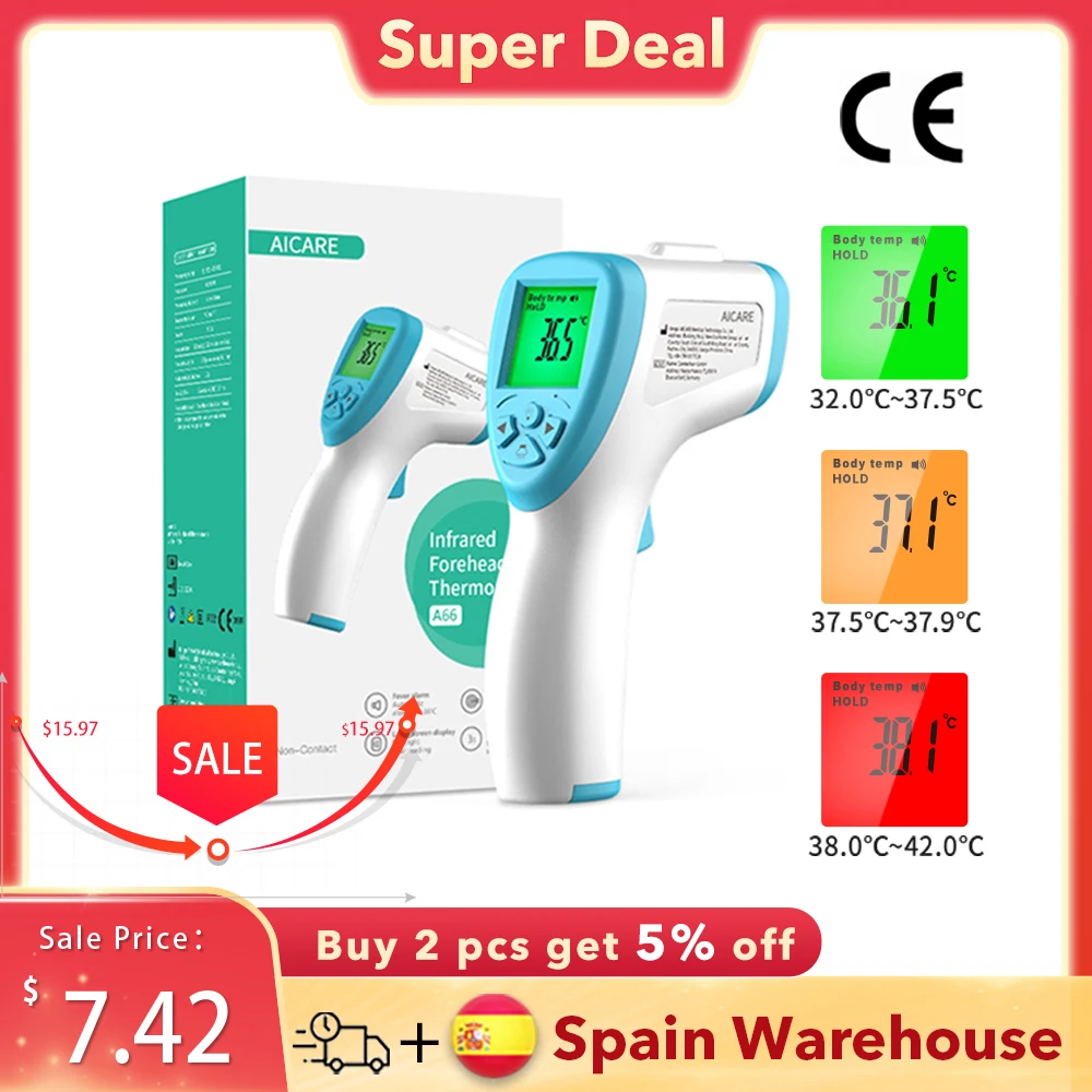 Aicare Digital Infrared Forehead Thermometer Electronic Body Non