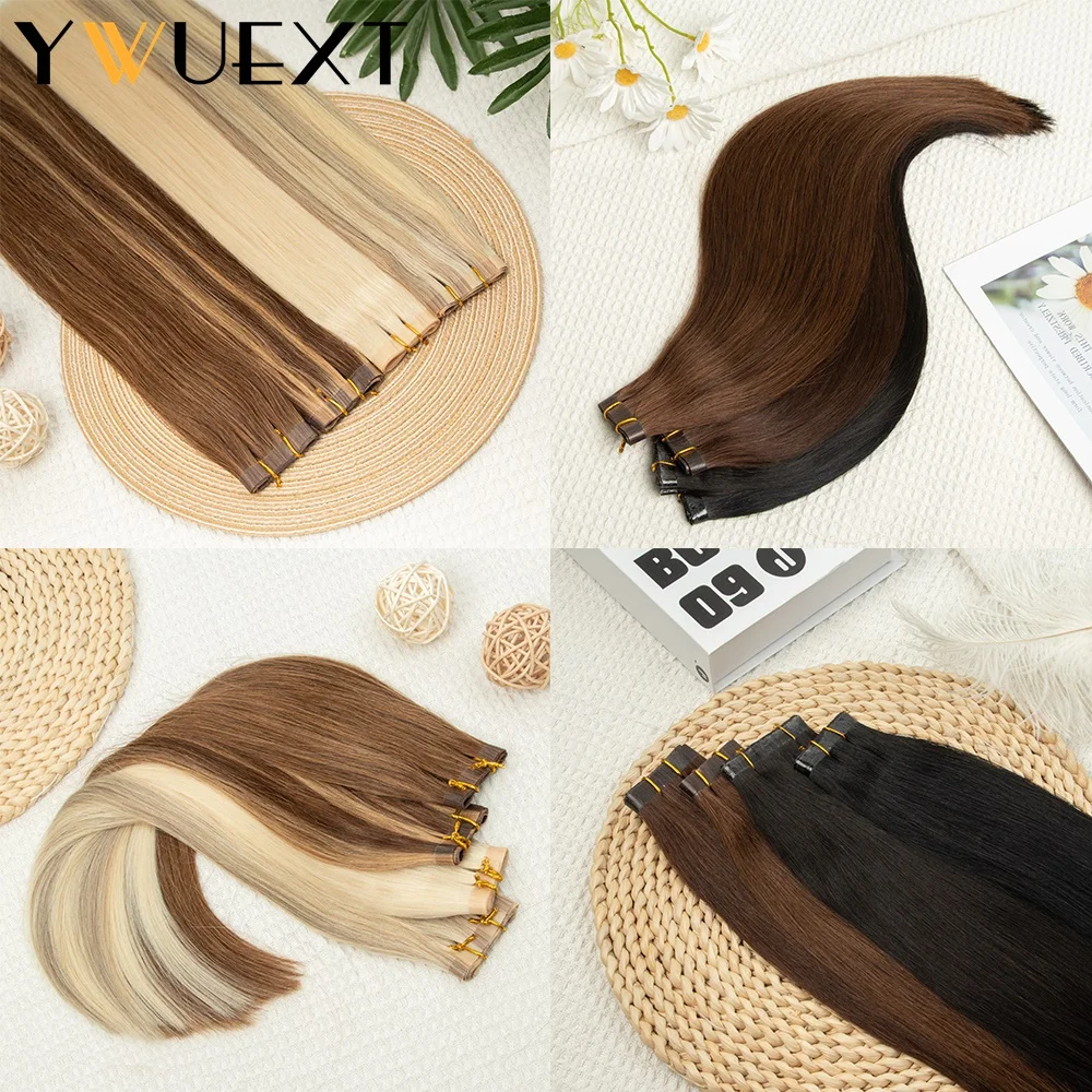 Long PU Skin Weft Bundles Tape in Human Extensions 80cm Weft No Glue Natural Real Human Hair For Fine Hair 40-50G 12-20inches