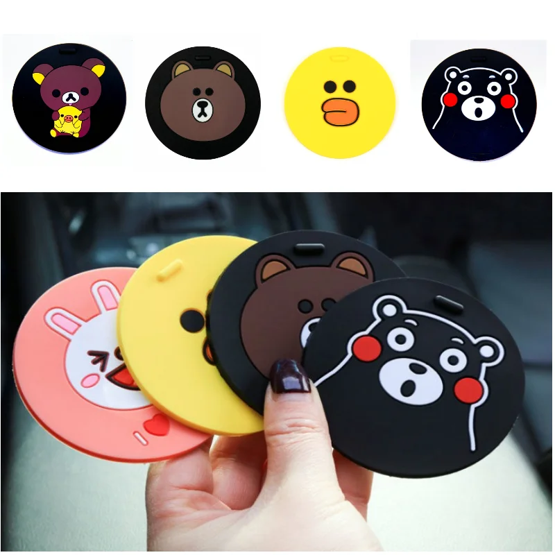 Cute Cartoon Car Anti-skid And Anti-vibration Water Cup Pad Door Slot Beverage Bottle Mat Universal Car Interior Anti-slip Mat