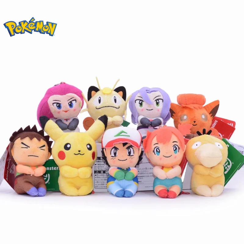 10cm Pokemon Pikachu Plush Toys Keychain Cartoon Anime Character Ash