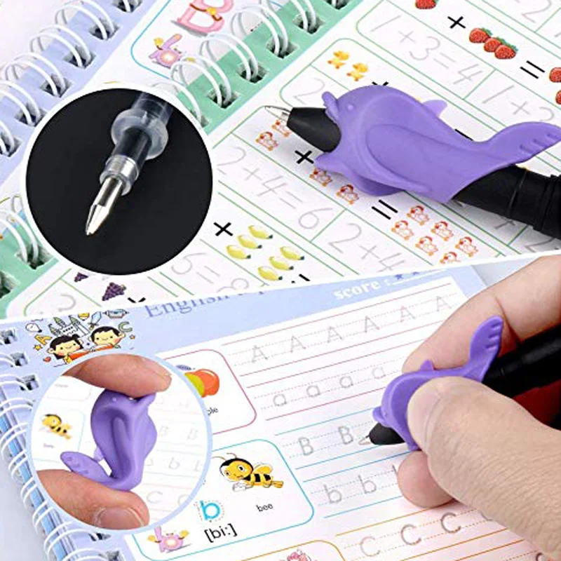 Free Shipping SANK Copybooks Pen Magic Copy Book Free Wiping Children's Kids Writing Sticker Practice Copybook For Calligraphy 3