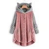 Cat Print Long Hoodies Sweatshirt Women Fleece Warm Button Pocket Pullovers Cat Ear Plus Size Hoodie Top Blouse Sweat Femme 3