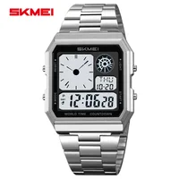 SKMEI 2353 Luxury Stainless Steel Digital Watch for Men Sports Waterproof Mens Wristwatches Countdown Alarm 1335 Reloj Hombre