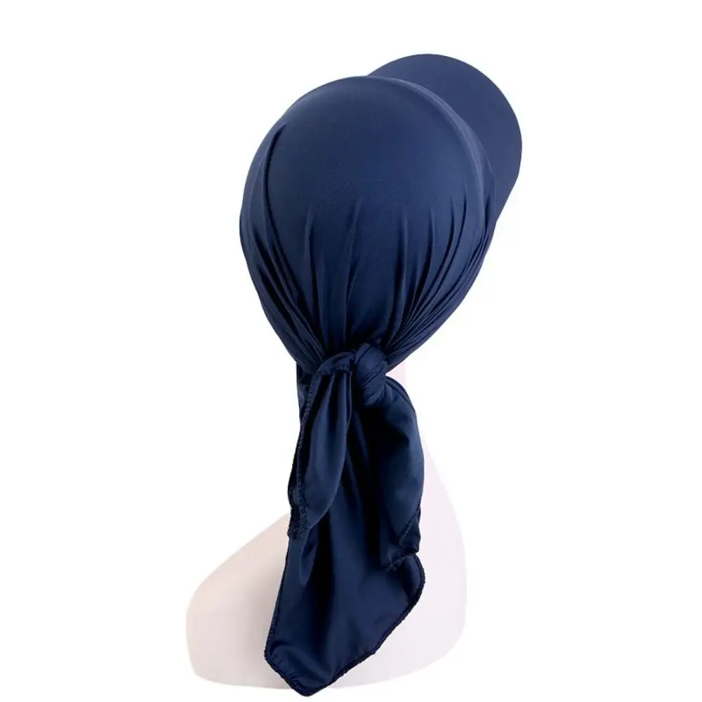 Klassischer Turban-Hut aus Polyester-Spandex, Sonnenschutz, gebogener Rand, Sonnenschutzhüte, einfarbige Sonnenhüte, Sonnenschutz – Detail 5