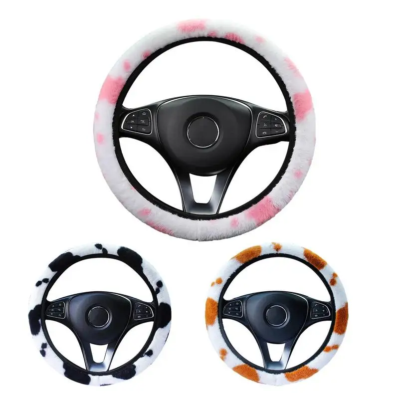 

Steering Wheel Cover Soft Warm Faux Wool Anti Slip Plush Multiple Color Soft Comfortable Steering Wheel Cover Auto Decoration