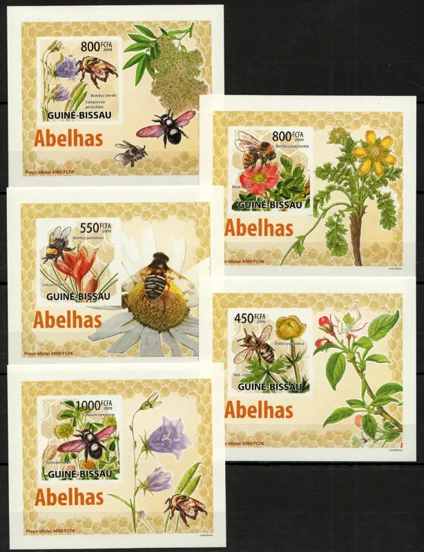 

Оригинальный штамп AUNC для коллекции, 5 шт., Гвинея-биу, 2009, пчелы