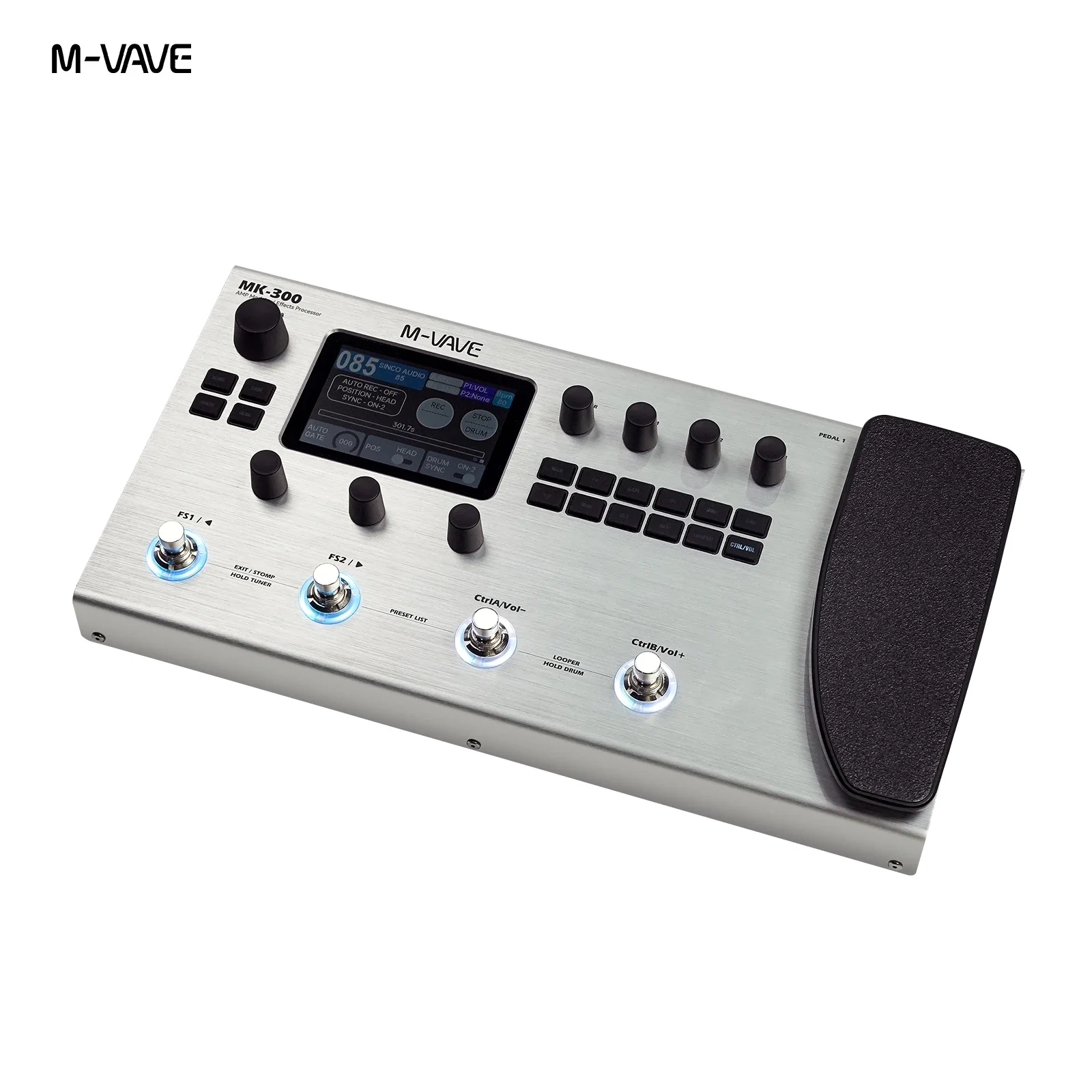 M-VAVE MK-300 ギターベースマルチエフェクトプロセッサー、充電