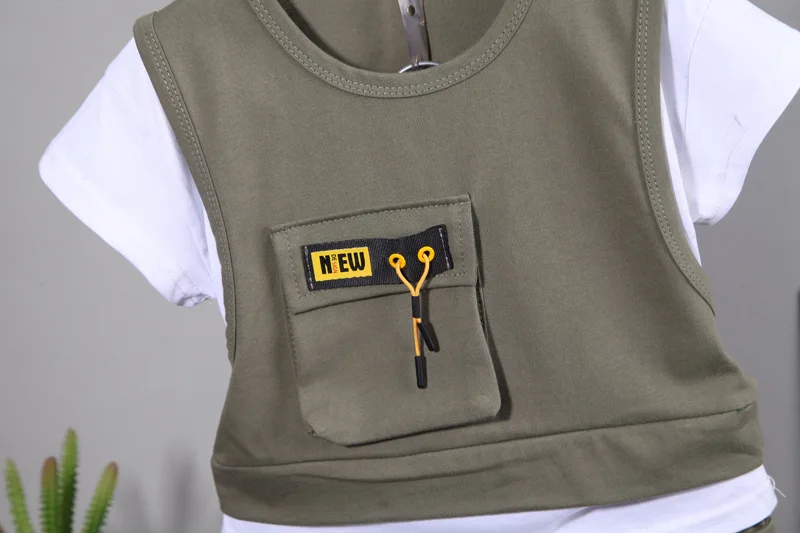 New Toddler Summer Baby Boys/Girls Clothes Children Pulling Rope Pocket T-Shirt Shorts 2Pcs/Set Infant Kids Fashion Tracksuits