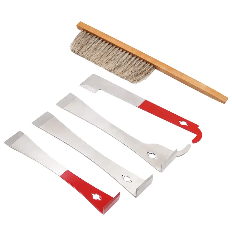 Beekeeping Equipments Stainless Bee Hive Tool Bee Brush Frame Lifter And Scraper J Shape Hook Beekeeper Tool Scraping Knife