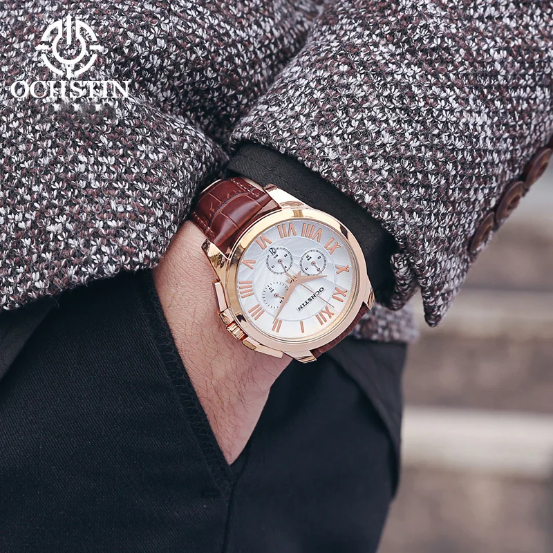 Hot OCHSTIN 2024 Simple Trend Multifunction Automatic Quartz Movement Waterproof Watch Men's Quartz Watch